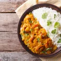 Curry de Scampis aux légumes,  Riz blanc.